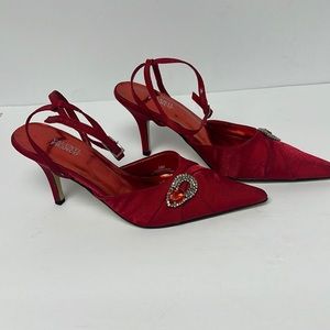 Valenti Franco Red Satin Pumps (Size 5.5M)